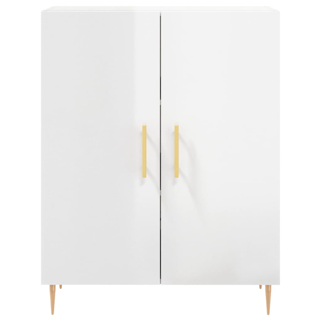 Dressoir 69,5X34X90 Cm Bewerkt Hout Hoogglans Wit