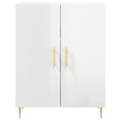 Dressoir 69,5X34X90 Cm Bewerkt Hout Hoogglans Wit