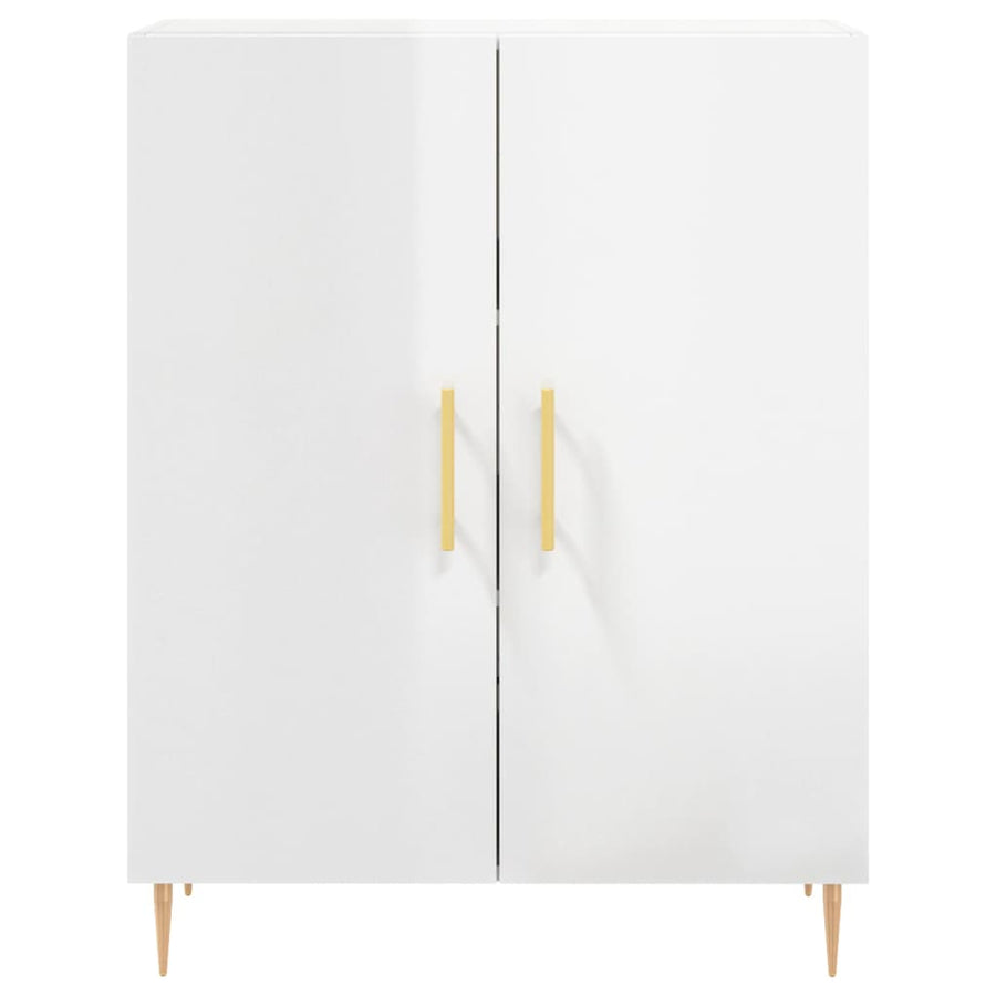 Dressoir 69,5X34X90 Cm Bewerkt Hout Hoogglans Wit