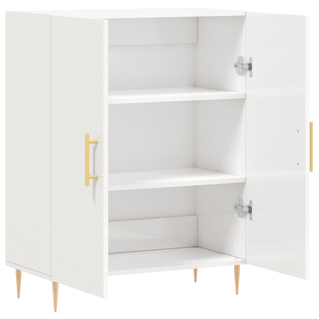 Dressoir 69,5X34X90 Cm Bewerkt Hout Hoogglans Wit