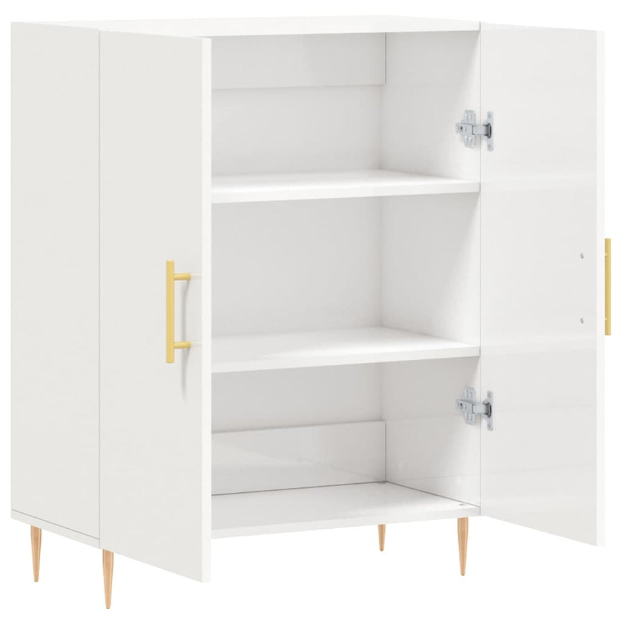 Dressoir 69,5X34X90 Cm Bewerkt Hout Hoogglans Wit