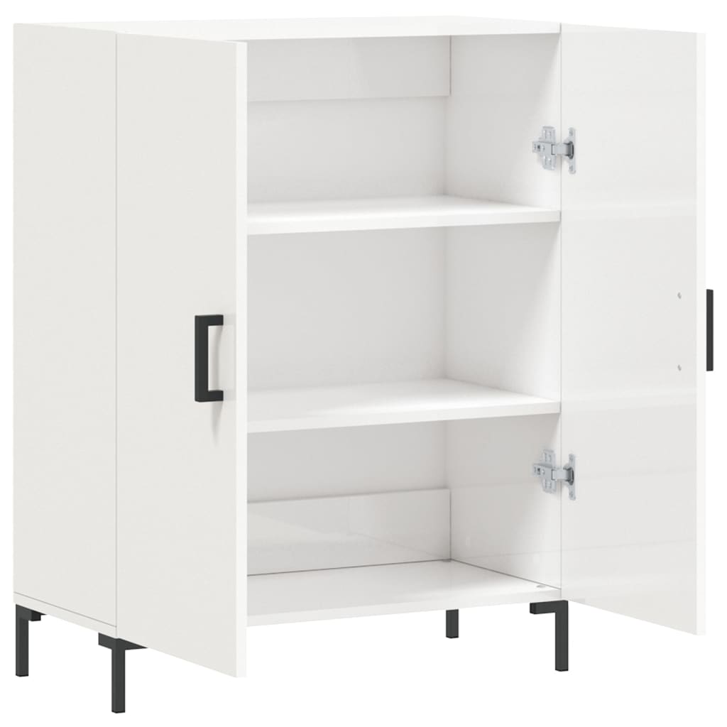 Dressoir 69,5X34X90 Cm Bewerkt Hout Hoogglans Wit