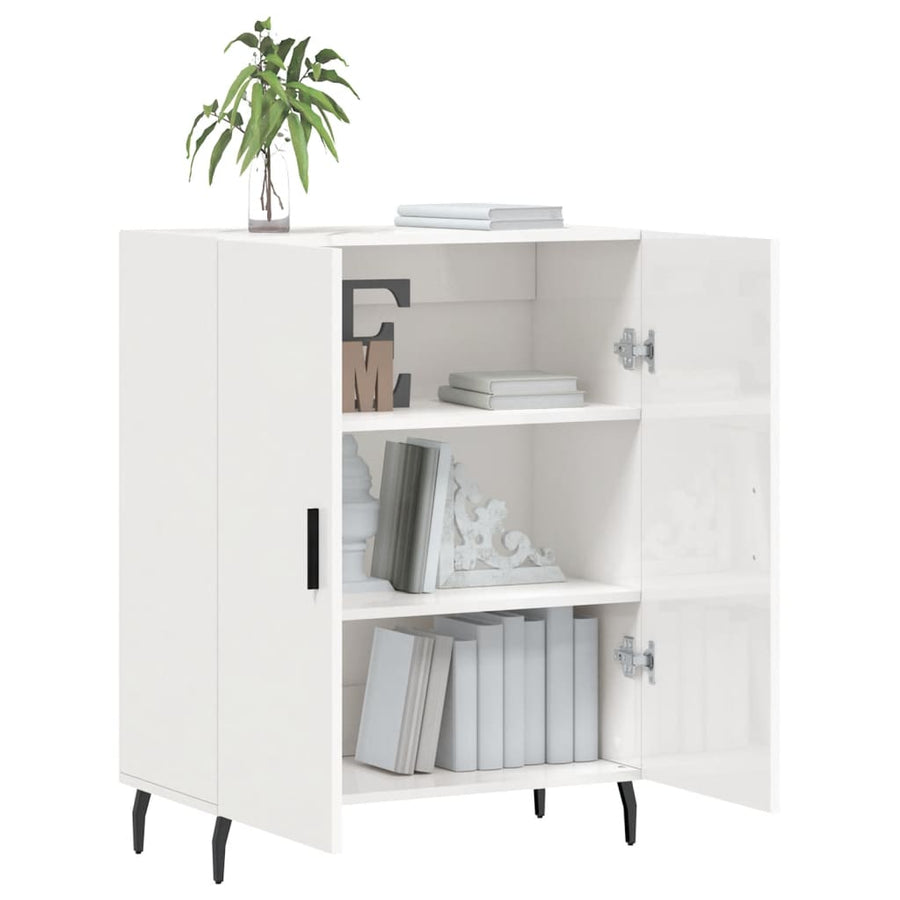 Dressoir 69,5X34X90 Cm Bewerkt Hout Hoogglans wit