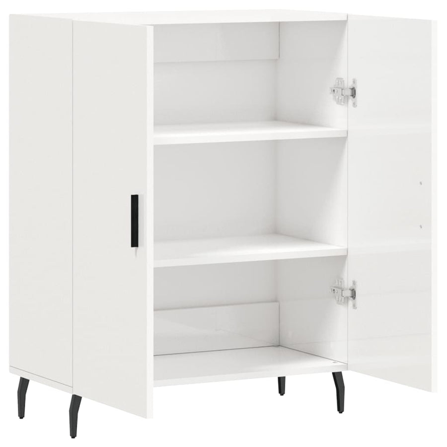 Dressoir 69,5X34X90 Cm Bewerkt Hout Hoogglans wit