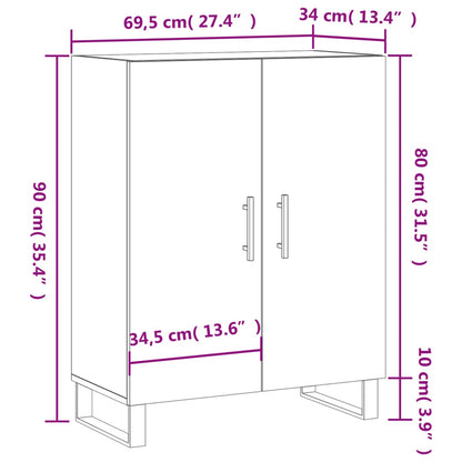 Dressoir 69,5X34X90 Cm Bewerkt Hout Wit