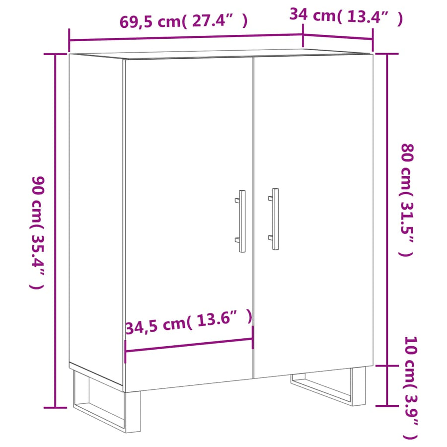Dressoir 69,5X34X90 Cm Bewerkt Hout Wit