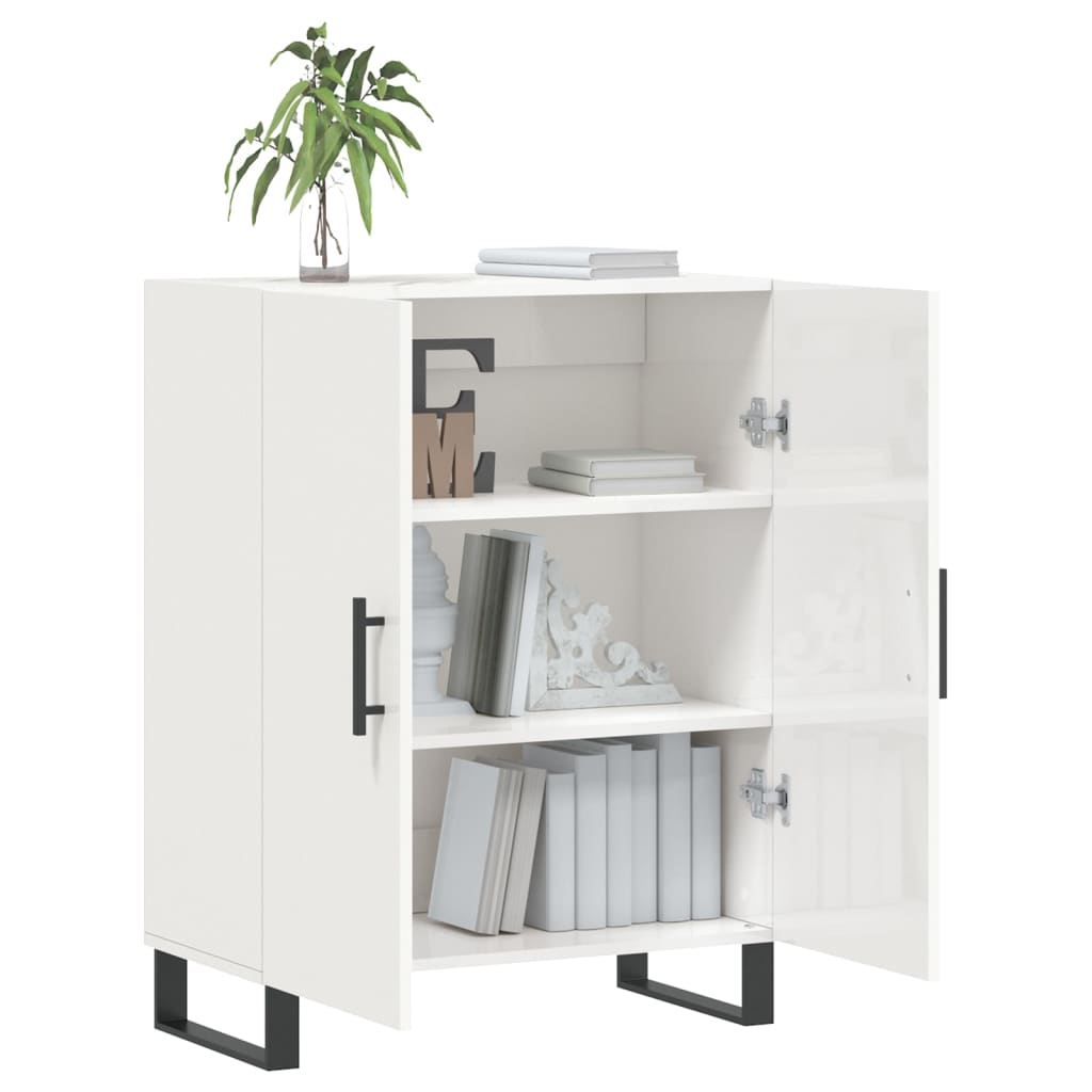 Dressoir 69,5X34X90 Cm Bewerkt Hout Hoogglans Wit