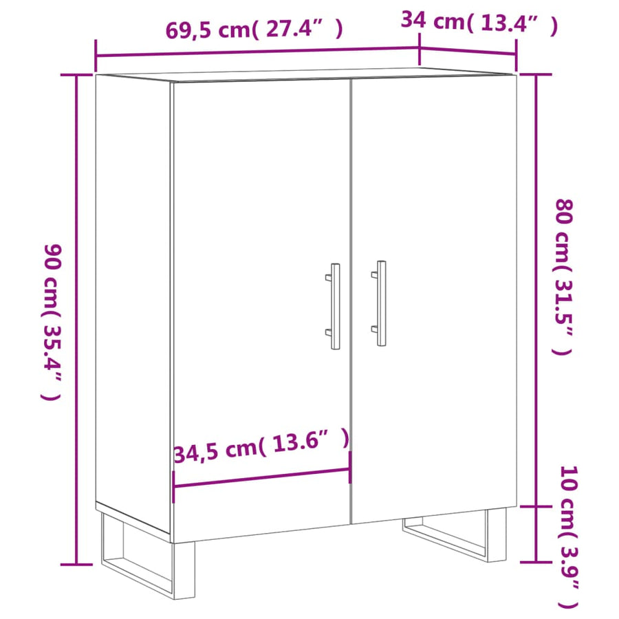 Dressoir 69,5X34X90 Cm Bewerkt Hout Sonoma Eikenkleurig