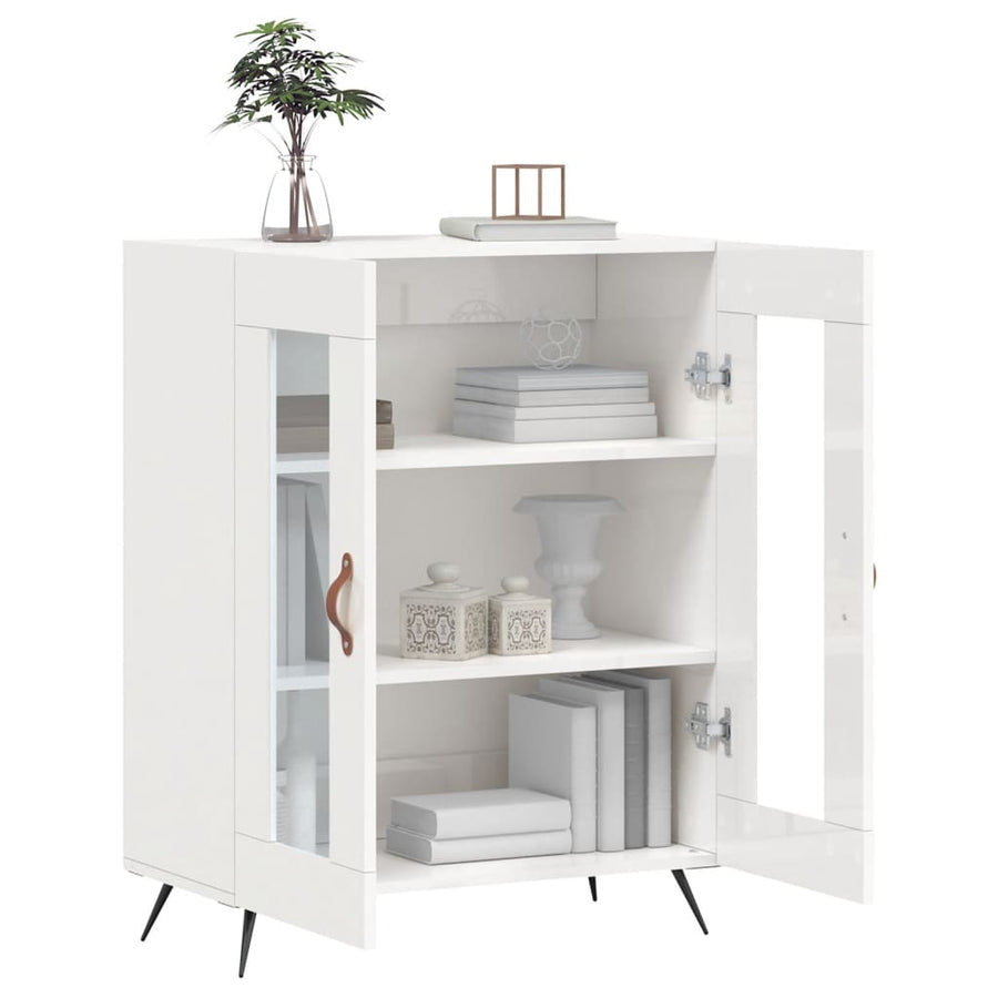 Dressoir 69,5X34X90 Cm Bewerkt Hout Hoogglans Wit