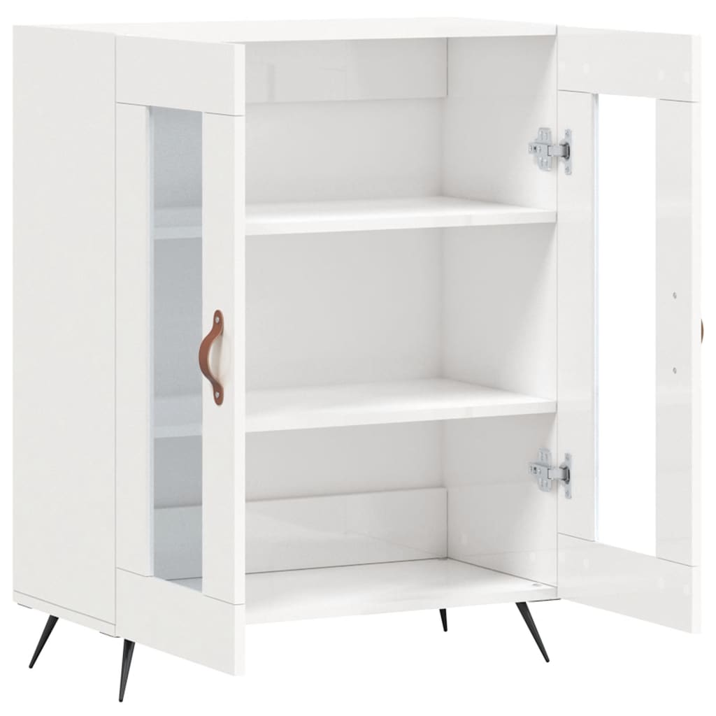 Dressoir 69,5X34X90 Cm Bewerkt Hout Hoogglans Wit