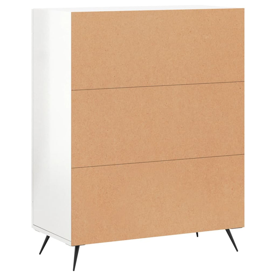 Dressoir 69,5X34X90 Cm Bewerkt Hout Hoogglans Wit