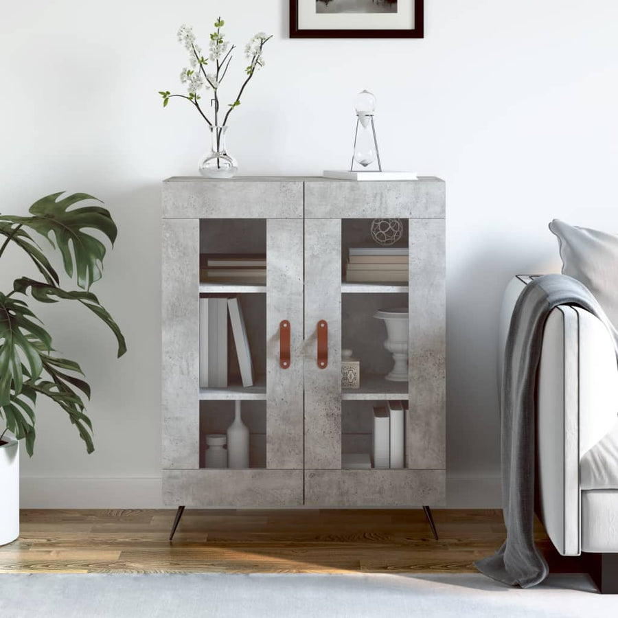 Dressoir 69,5X34X90 Cm Bewerkt Hout Betongrijs