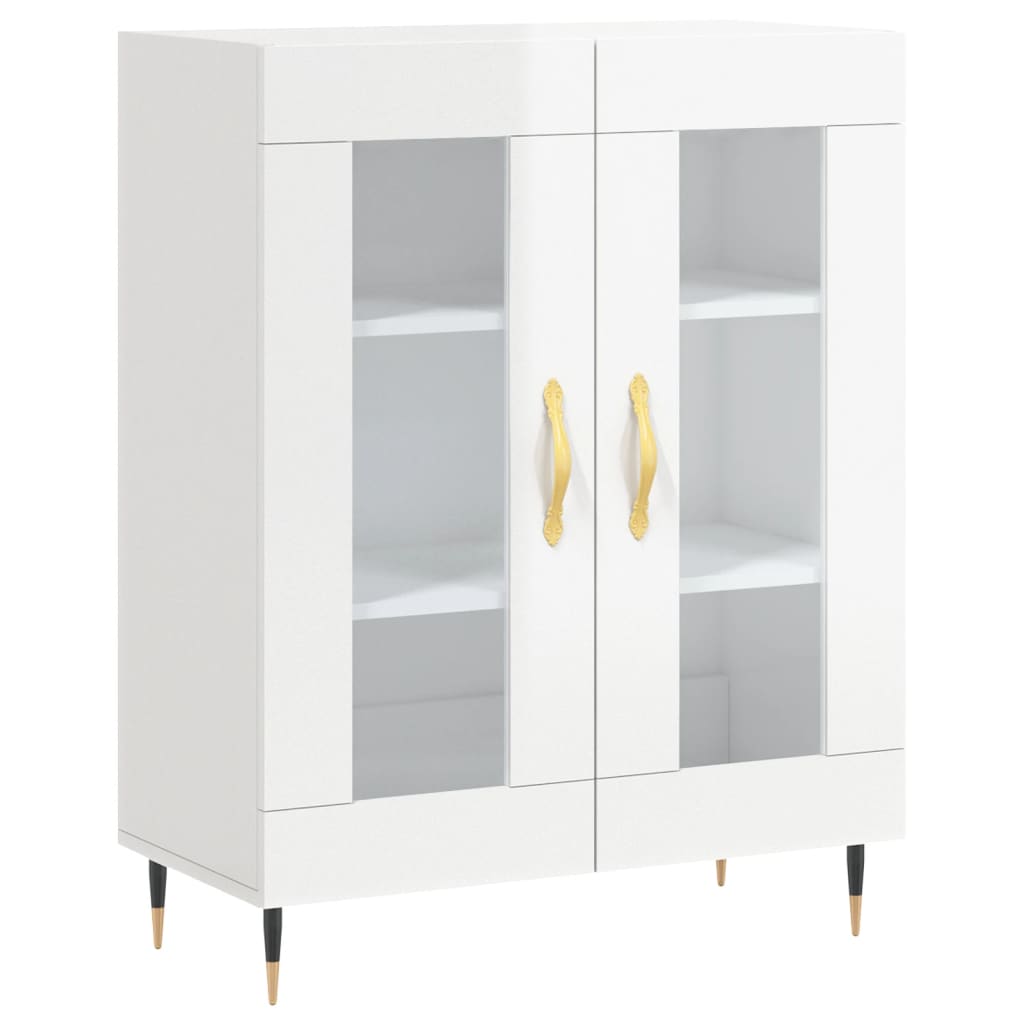 Dressoir 69,5X34X90 Cm Bewerkt Hout Hoogglans Wit