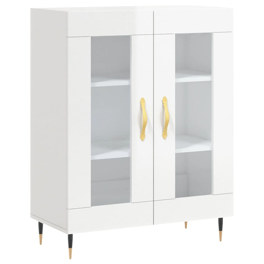 Dressoir 69,5X34X90 Cm Bewerkt Hout Hoogglans Wit