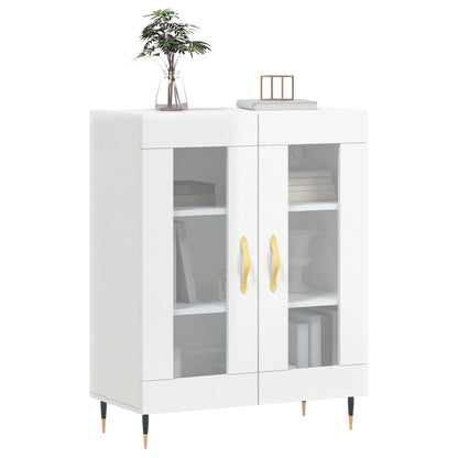 Dressoir 69,5X34X90 Cm Bewerkt Hout Hoogglans Wit