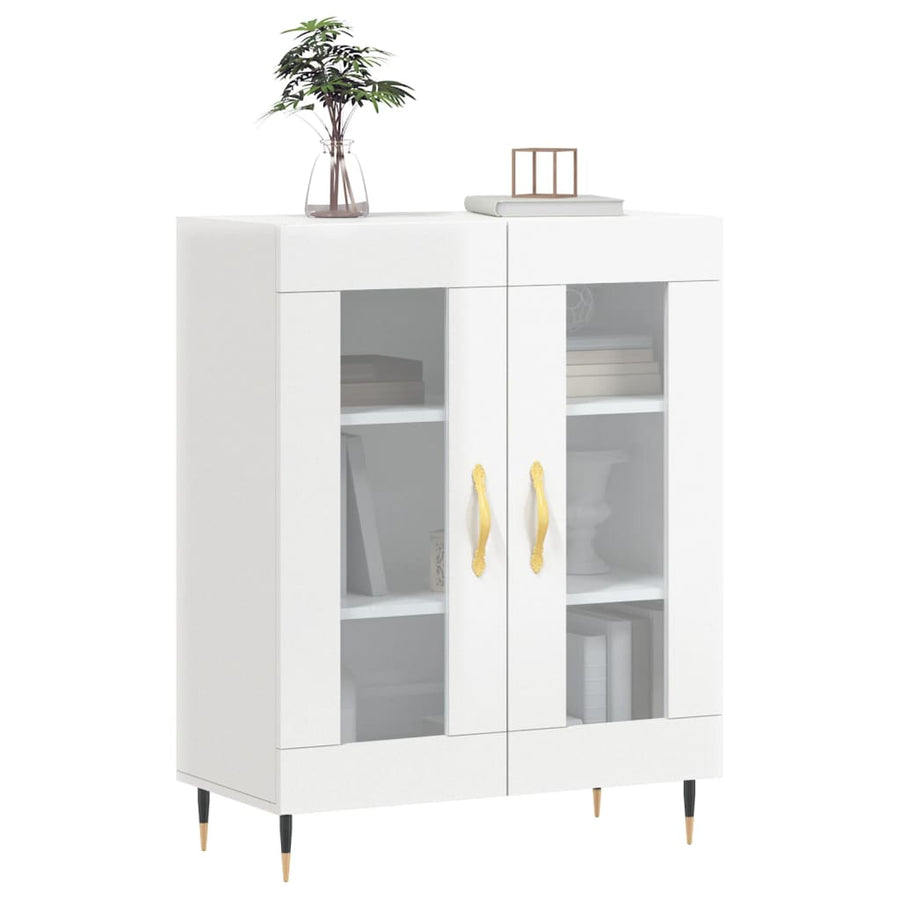 Dressoir 69,5X34X90 Cm Bewerkt Hout Hoogglans Wit