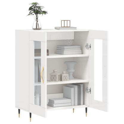 Dressoir 69,5X34X90 Cm Bewerkt Hout Hoogglans Wit