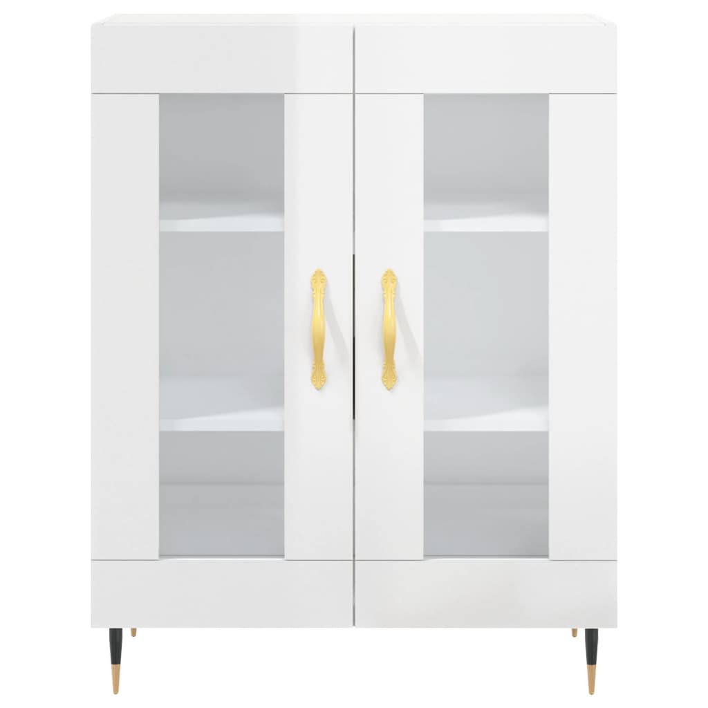Dressoir 69,5X34X90 Cm Bewerkt Hout Hoogglans Wit