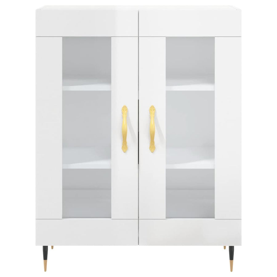 Dressoir 69,5X34X90 Cm Bewerkt Hout Hoogglans Wit
