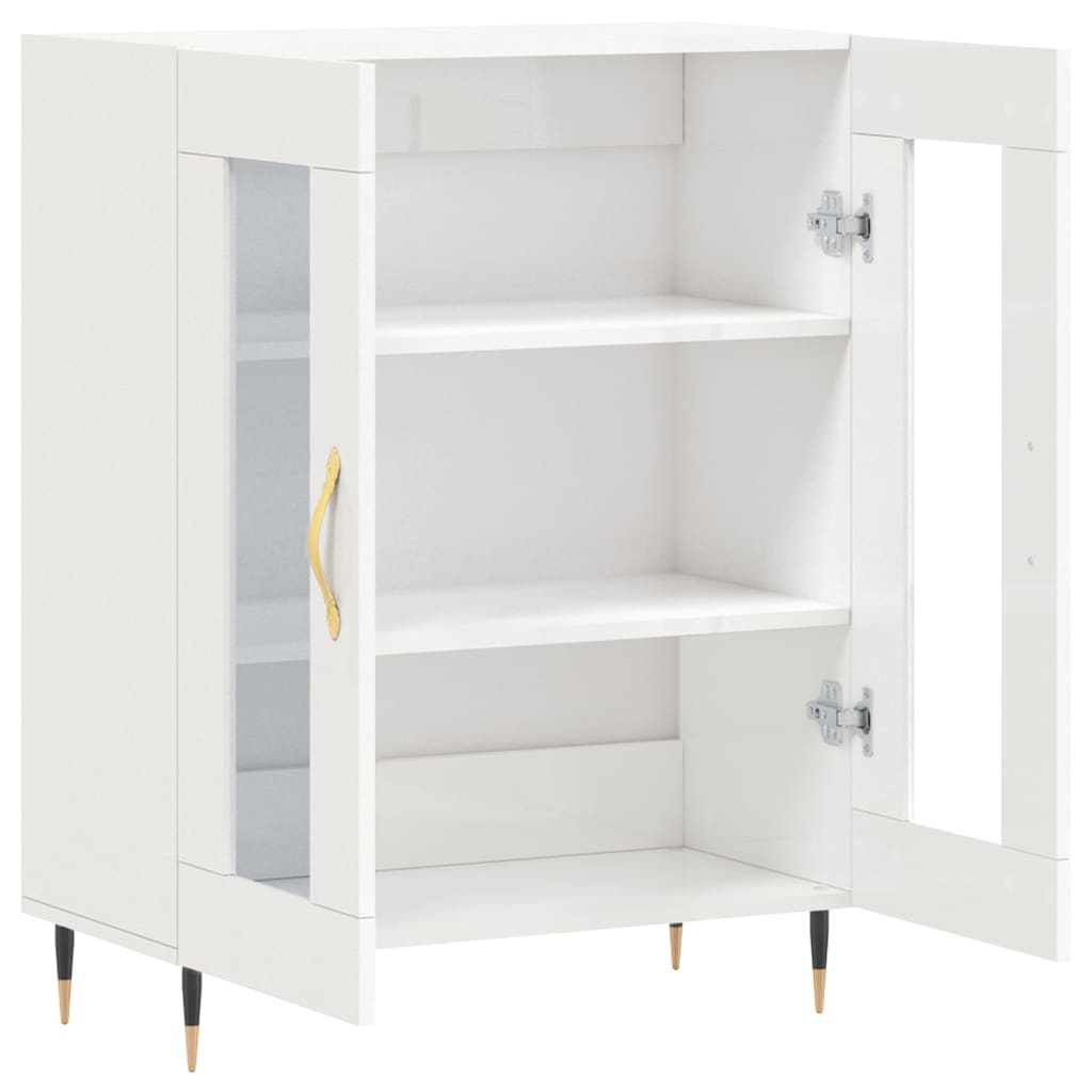 Dressoir 69,5X34X90 Cm Bewerkt Hout Hoogglans Wit