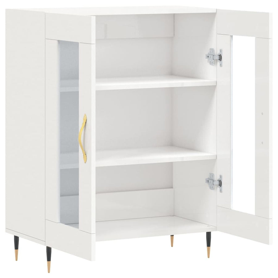 Dressoir 69,5X34X90 Cm Bewerkt Hout Hoogglans Wit