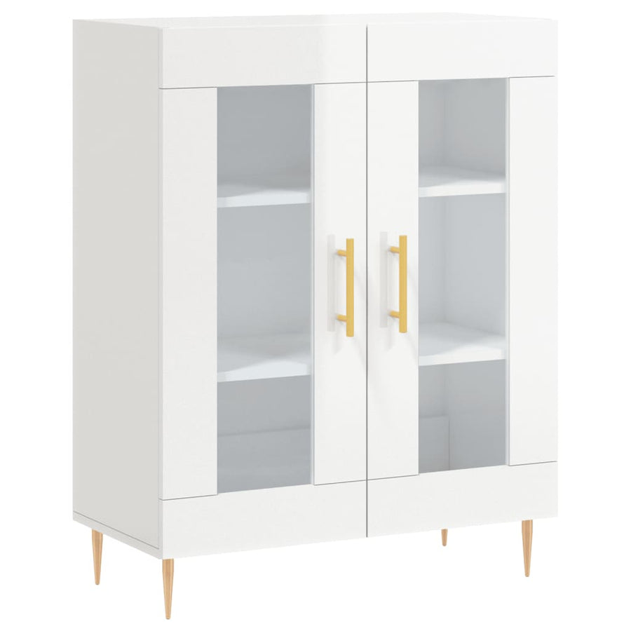 Dressoir 69,5X34X90 Cm Bewerkt Hout Hoogglans Wit