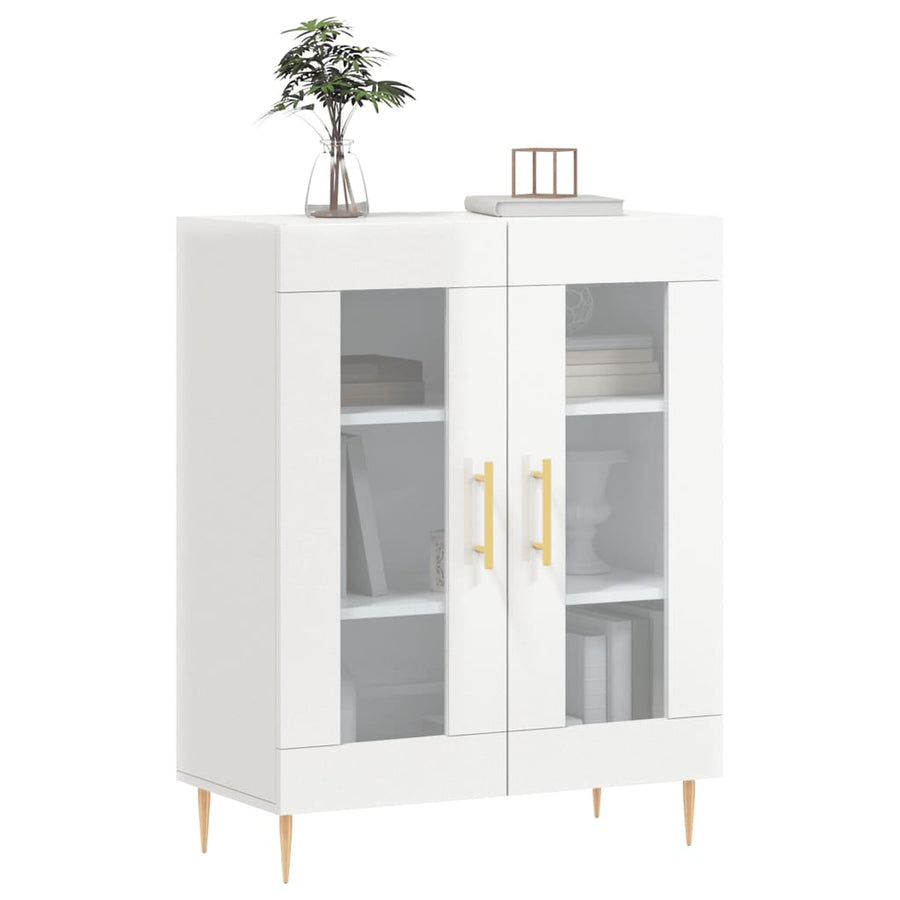 Dressoir 69,5X34X90 Cm Bewerkt Hout Hoogglans Wit