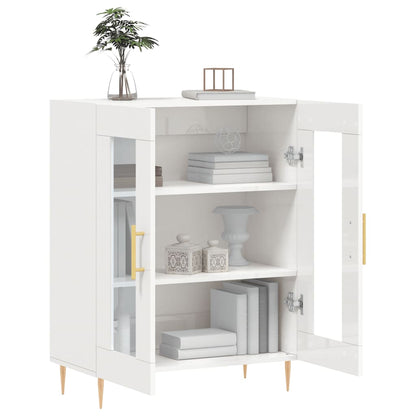 Dressoir 69,5X34X90 Cm Bewerkt Hout Hoogglans Wit