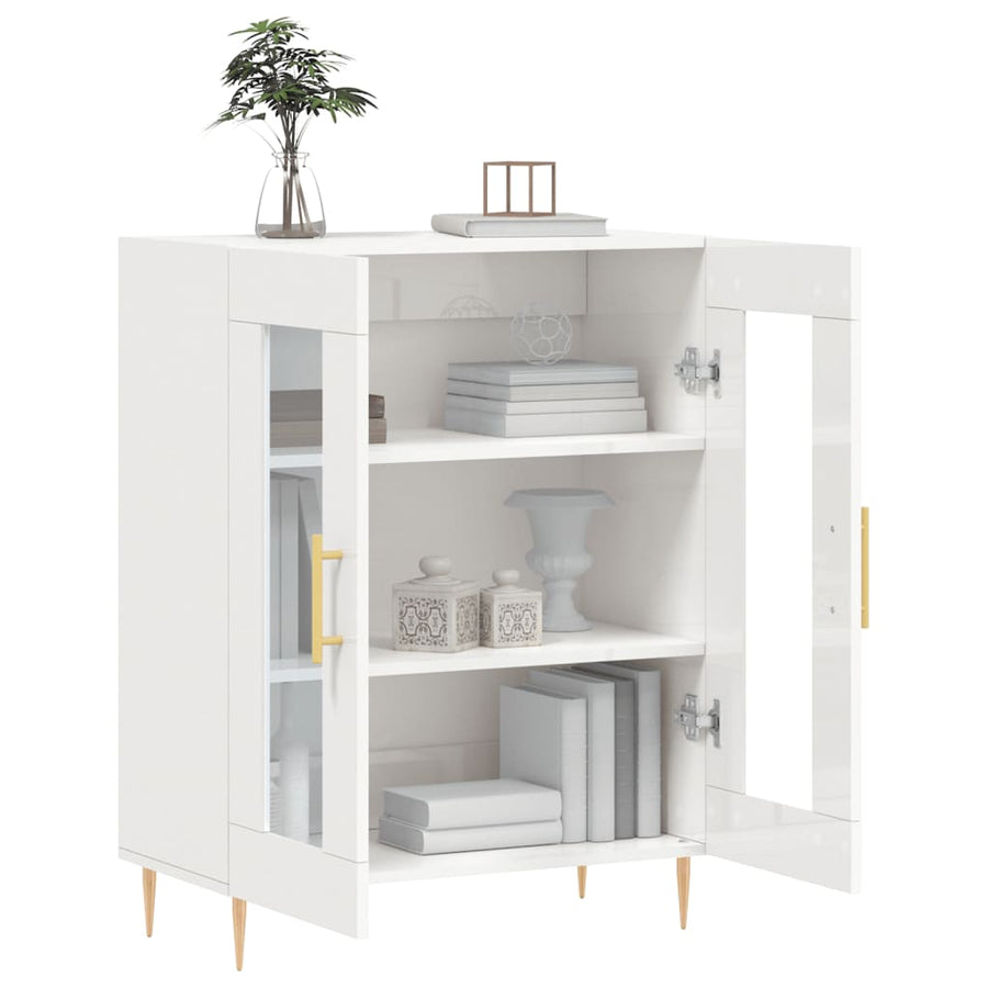 Dressoir 69,5X34X90 Cm Bewerkt Hout Hoogglans Wit