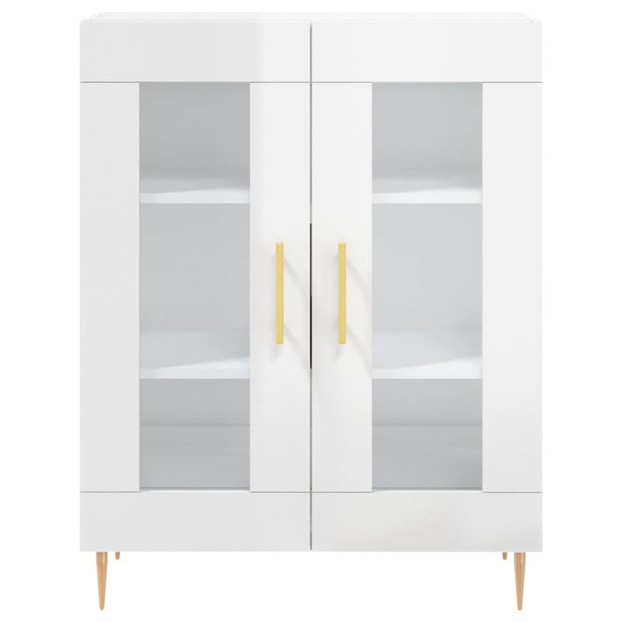 Dressoir 69,5X34X90 Cm Bewerkt Hout Hoogglans Wit