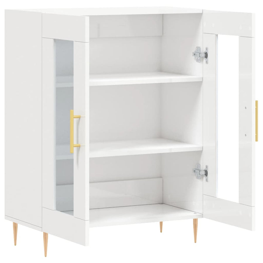 Dressoir 69,5X34X90 Cm Bewerkt Hout Hoogglans Wit