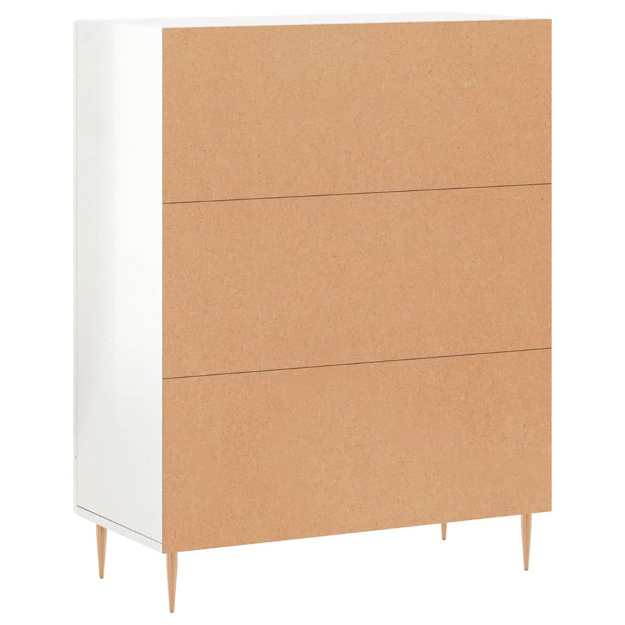 Dressoir 69,5X34X90 Cm Bewerkt Hout Hoogglans Wit