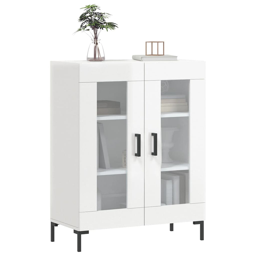 Dressoir 69,5X34X90 Cm Bewerkt Hout Hoogglans Wit