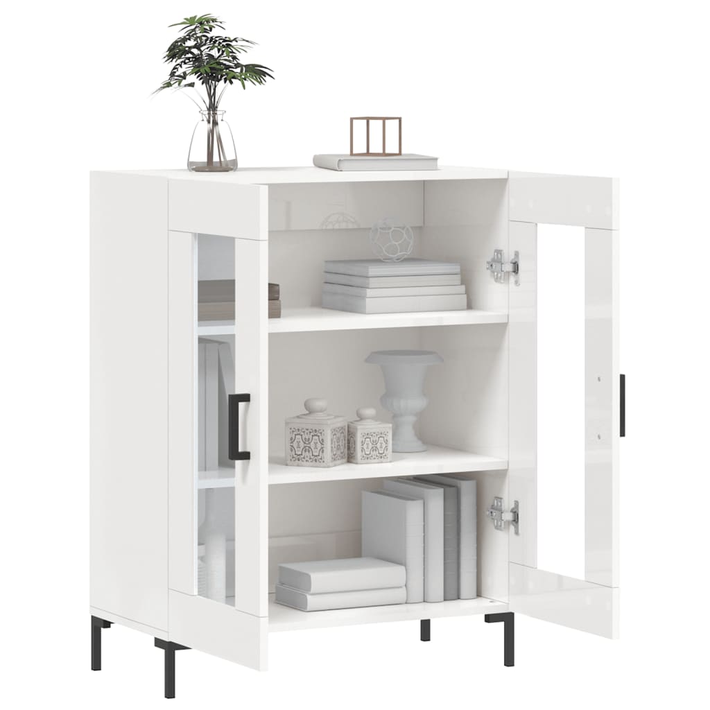 Dressoir 69,5X34X90 Cm Bewerkt Hout Hoogglans Wit