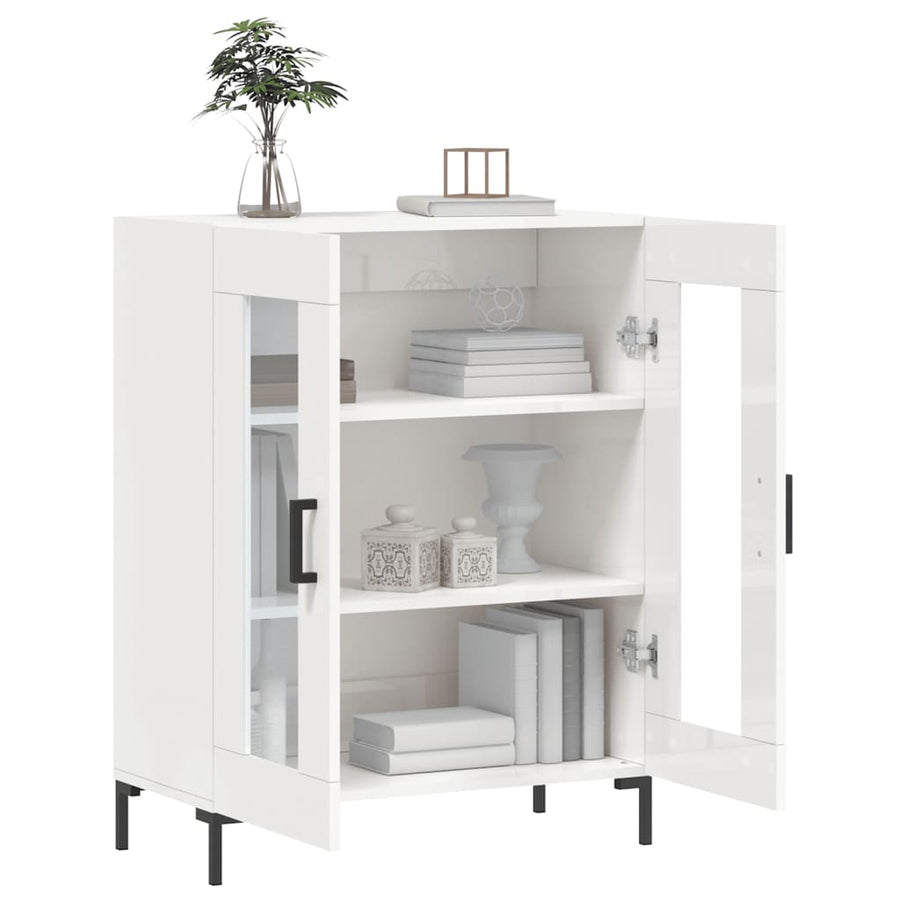 Dressoir 69,5X34X90 Cm Bewerkt Hout Hoogglans Wit