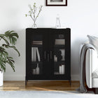 Sideboard 69.5x34x90 cm carved wood black