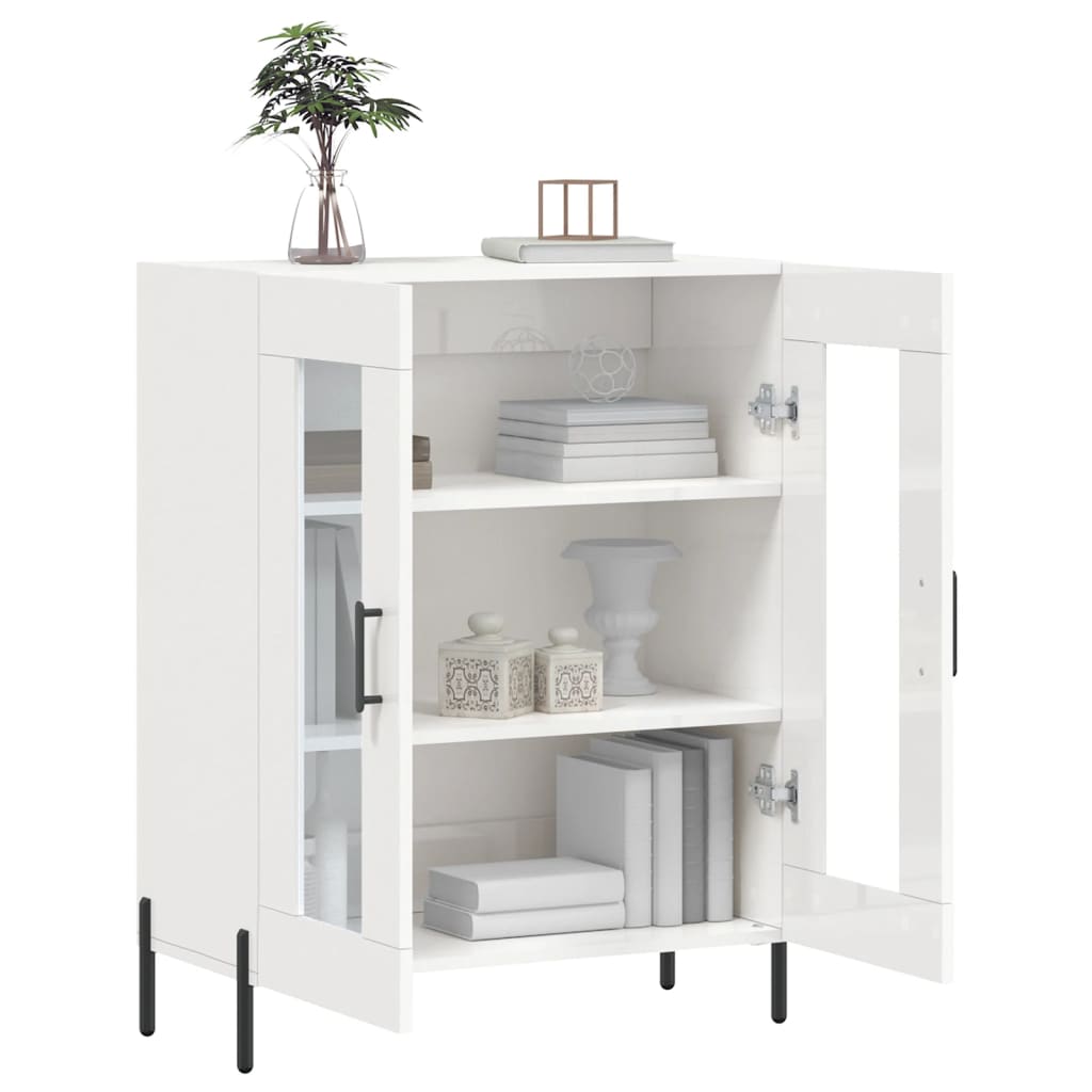 Dressoir 69,5X34X90 Cm Bewerkt Hout Hoogglans Wit