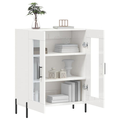 Dressoir 69,5X34X90 Cm Bewerkt Hout Hoogglans Wit
