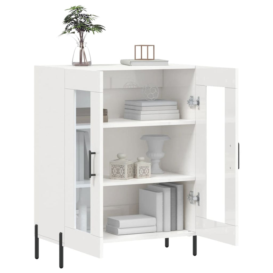 Dressoir 69,5X34X90 Cm Bewerkt Hout Hoogglans Wit