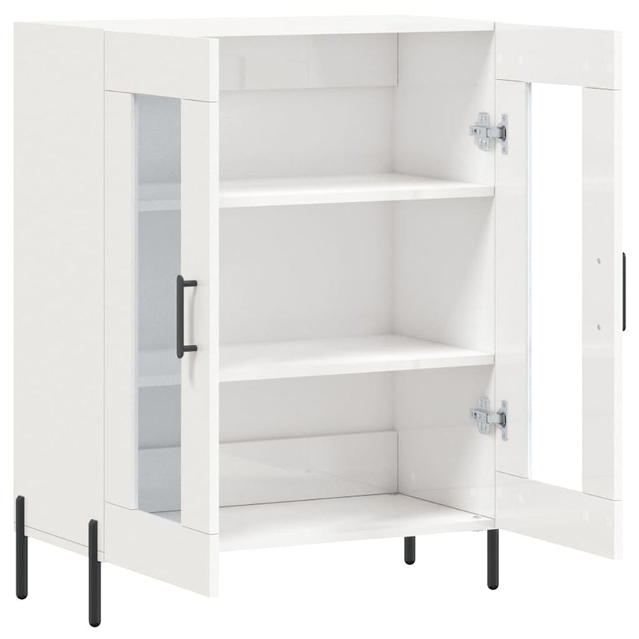 Dressoir 69,5X34X90 Cm Bewerkt Hout Hoogglans Wit