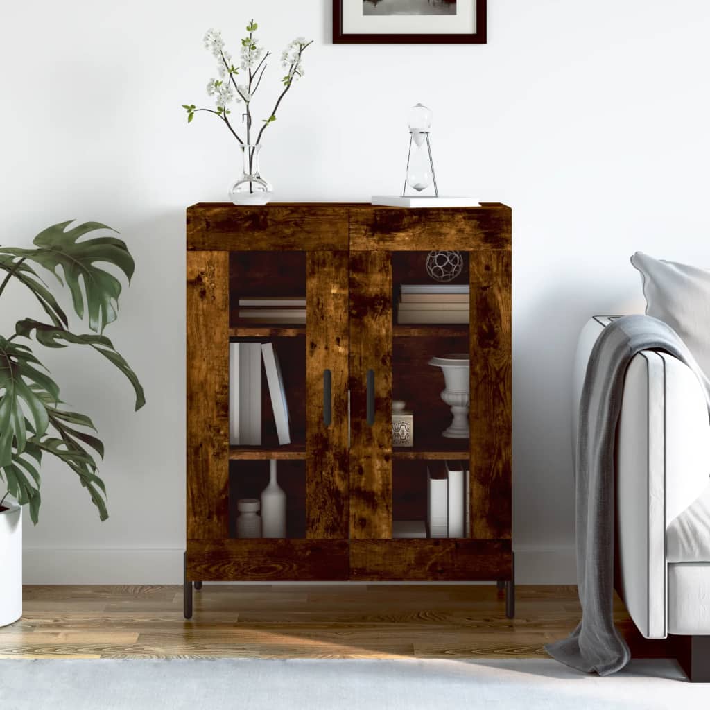 Dressoir 69,5X34X90 Cm Bewerkt Hout Gerookt Eikenkleurig