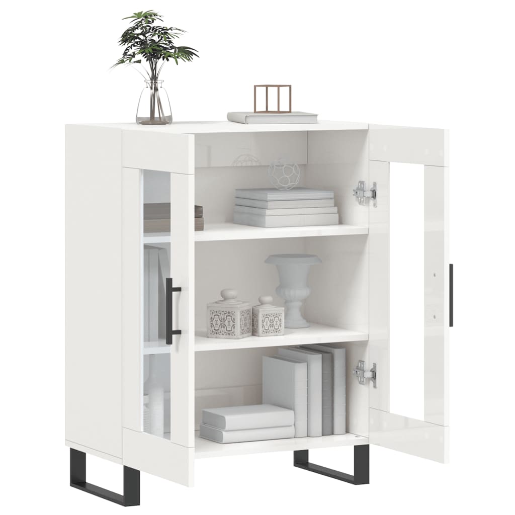 Dressoir 69,5X34X90 Cm Bewerkt Hout Hoogglans Wit