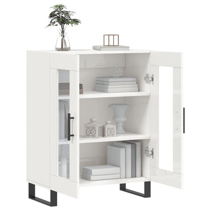 Dressoir 69,5X34X90 Cm Bewerkt Hout Hoogglans Wit