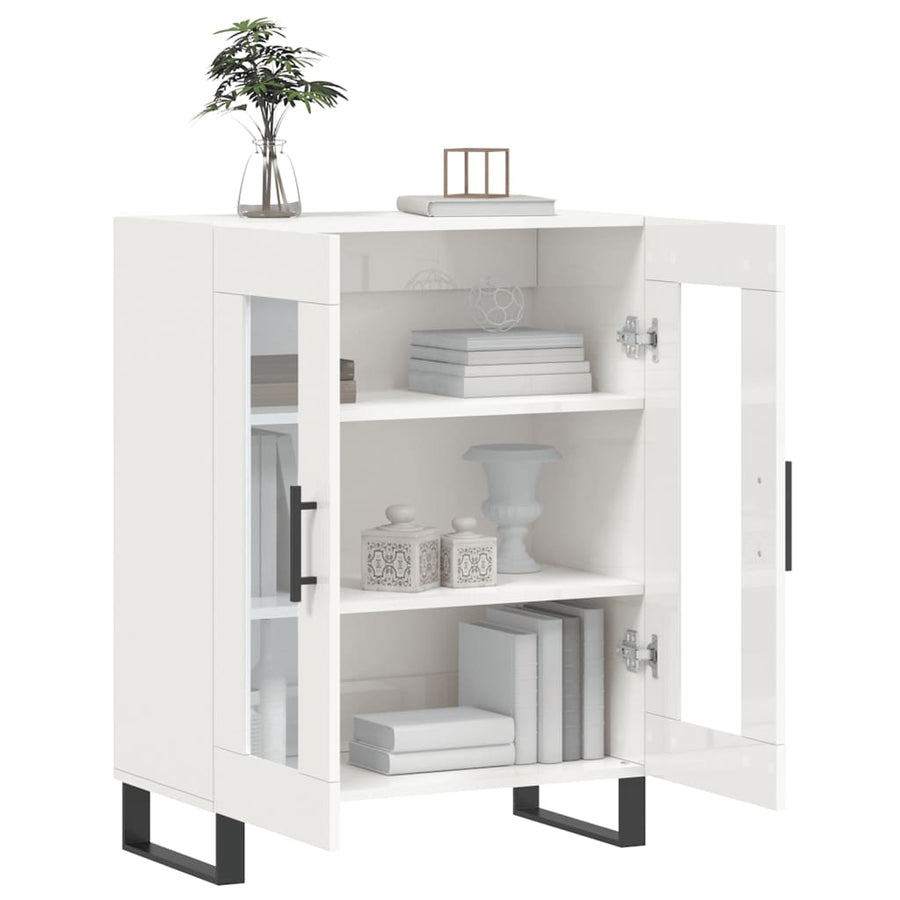 Dressoir 69,5X34X90 Cm Bewerkt Hout Hoogglans Wit