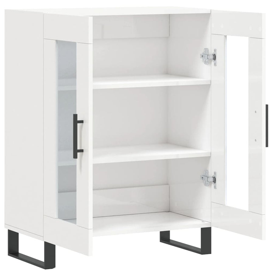 Dressoir 69,5X34X90 Cm Bewerkt Hout Hoogglans Wit