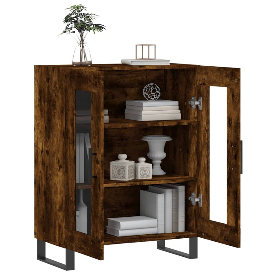 Dressoir 69,5X34X90 Cm Bewerkt Hout Gerookt Eikenkleurig