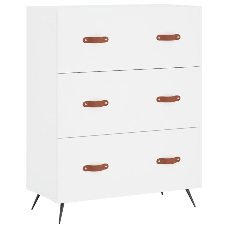 Ladekast 69,5x34x90 cm bewerkt hout wit