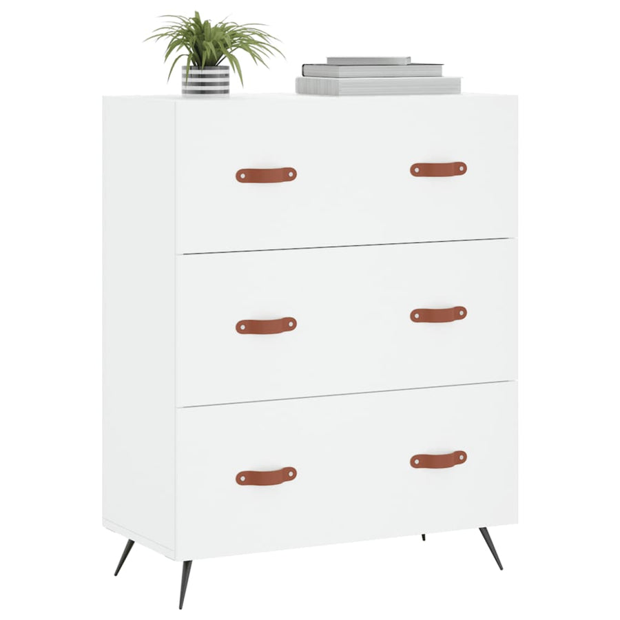 Ladekast 69,5x34x90 cm bewerkt hout wit