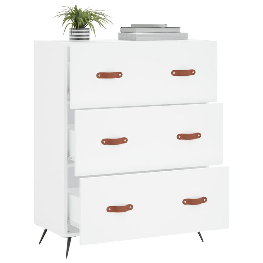 Ladekast 69,5x34x90 cm bewerkt hout wit