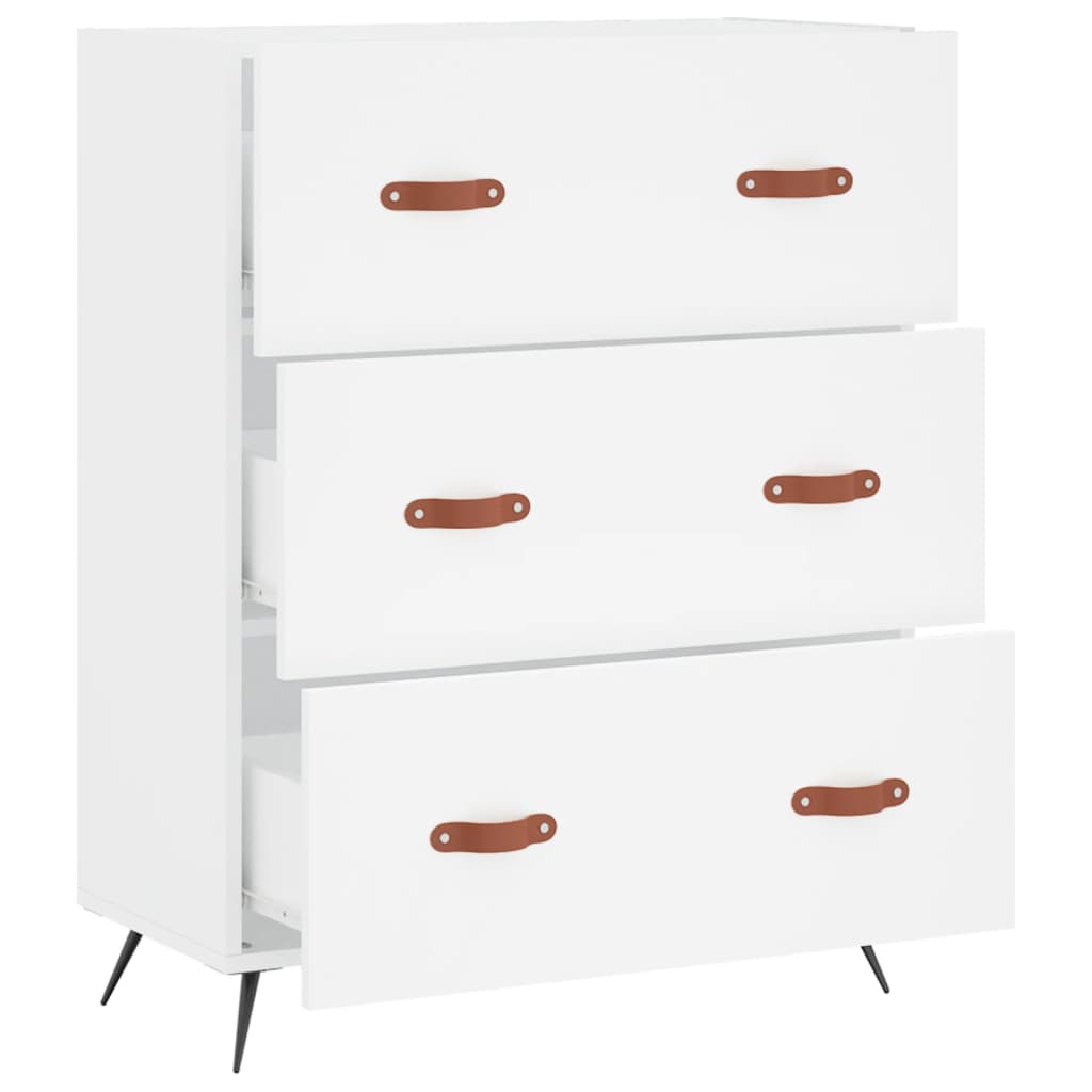 Ladekast 69,5x34x90 cm bewerkt hout wit